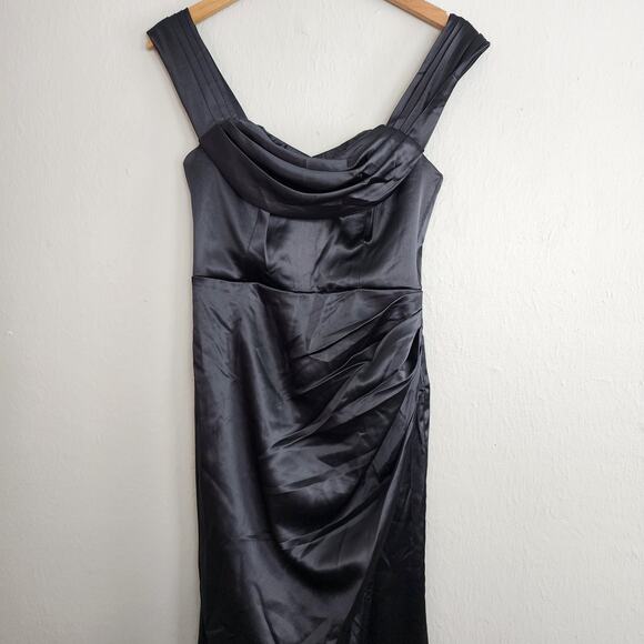 Lulus Stunning Arrival Black Satin Off The Shoulder Maxi Dress - Picture 6 of 12